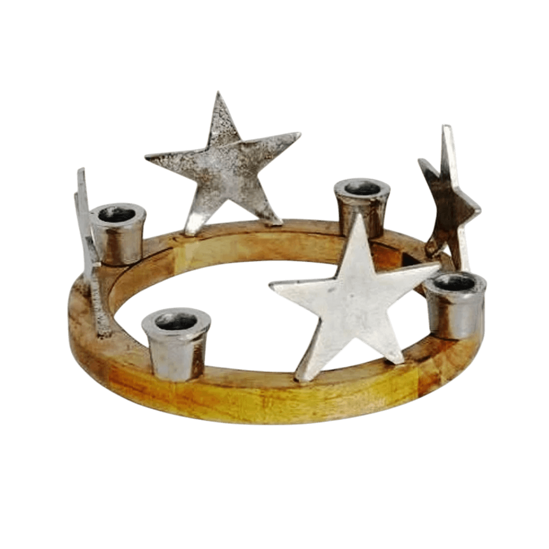 ALUMINIUM & WOOD ADVENT CANDLE HOLDER